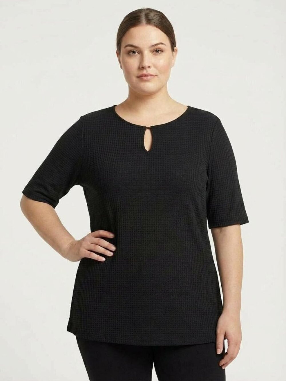 Calvin Klein - Textured Keyhole Knit Top - Sz XL
